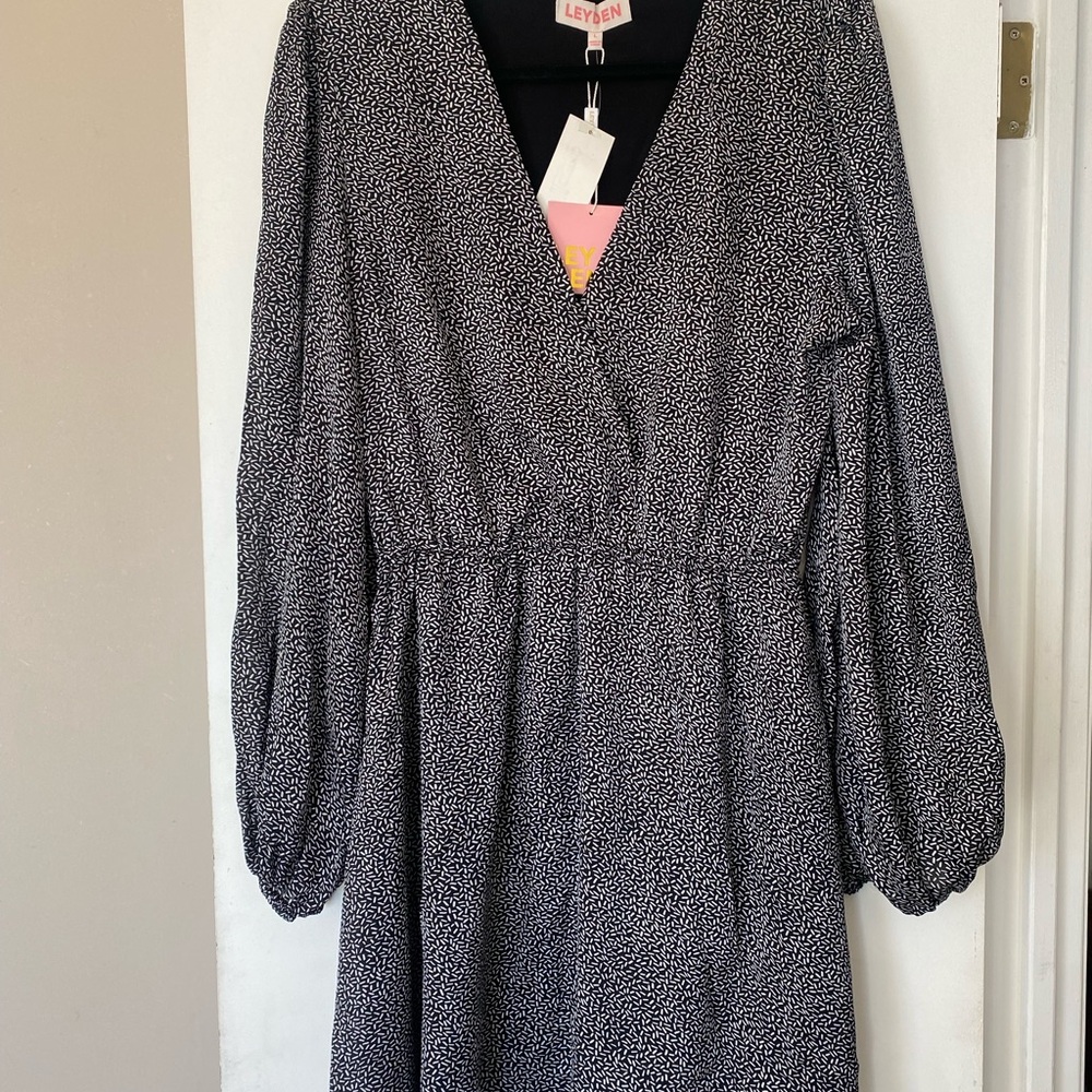 Womens Leyden Dress Tic Tac black and white dress Size Large NWT